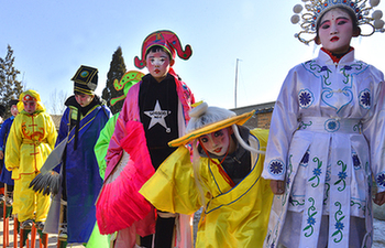 Kids perform walking on stilts in Xiongan New Area